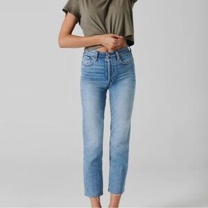 NWOT Womens Denim Forum The Arlo Hi-Rise Straight 24 Blue Jeans Button Fly